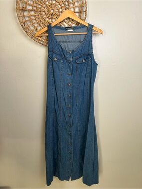 Harold's Blue Denim Maxi Dress with Front Buttons